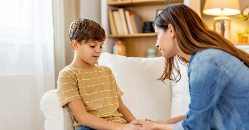 Guardian listening fastidiously to child at home